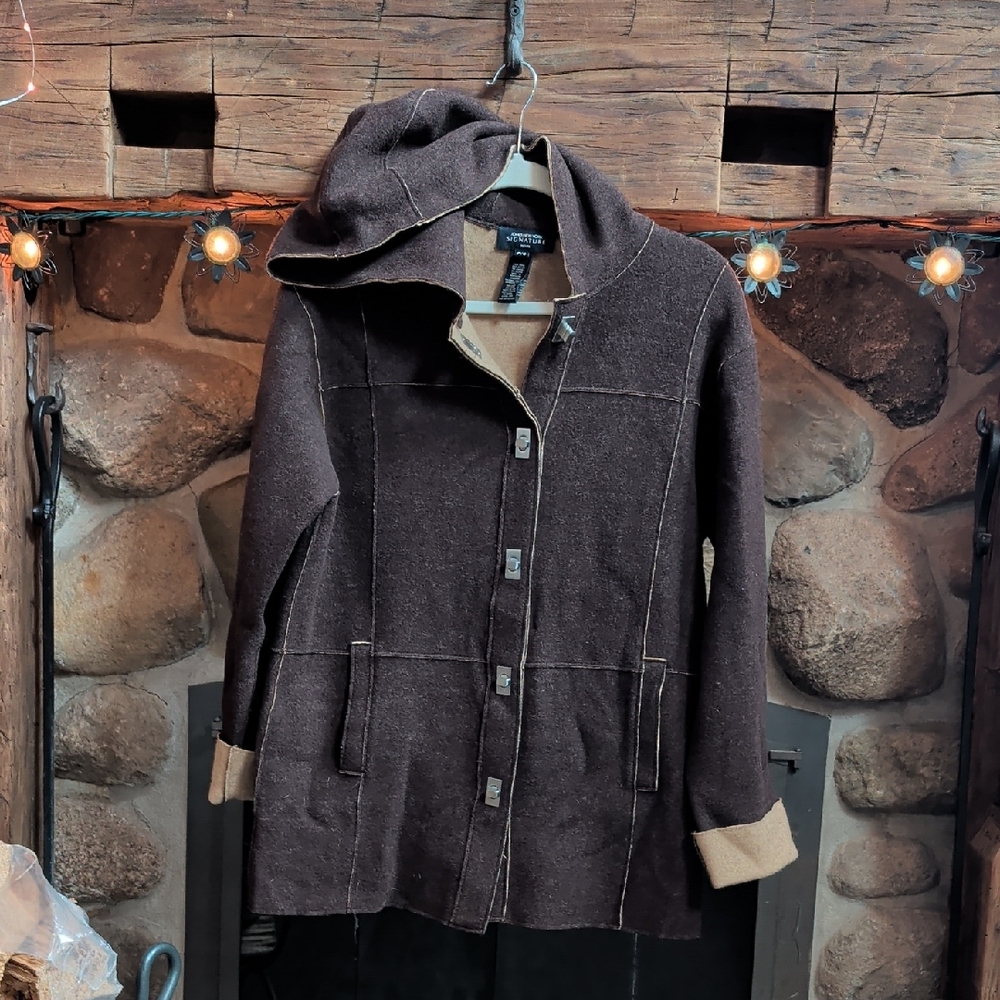 Jones New York Dark Brown Hooded Utility Jacket